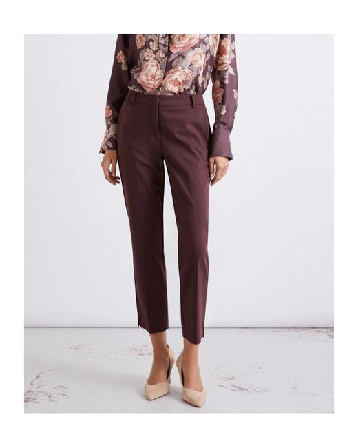 Marella Purple Stretch Cotton-Blend Trousers