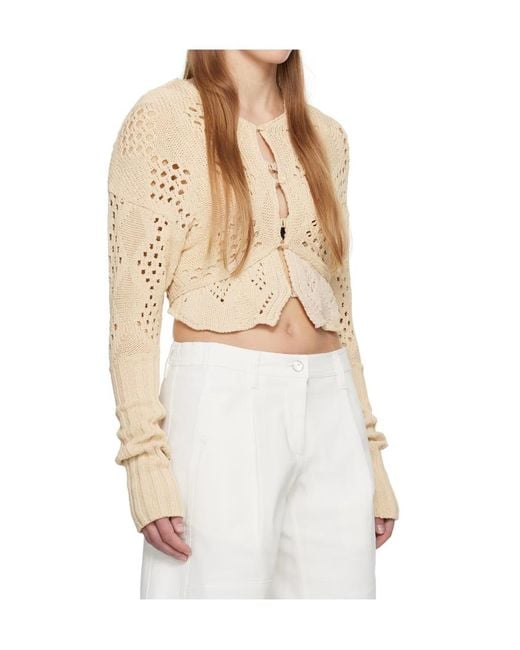 OPEN YY Natural Argyle Pattern Cardigan