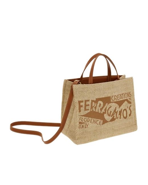 Ferragamo Metallic Tote Bag With Logo