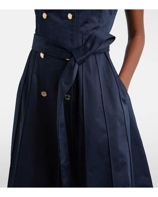 Carolina Herrera Blue Cotton-Blend Sateen Midi Dress
