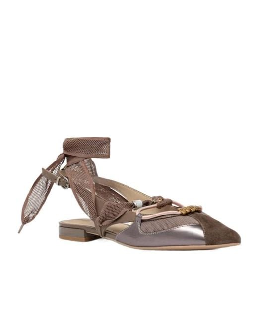 Pinko Brown Bow Pointed Toe Slingback Pumps