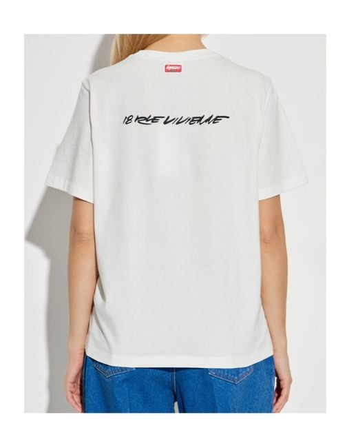 KENZO White Logo Printed Crewneck T-Shirt
