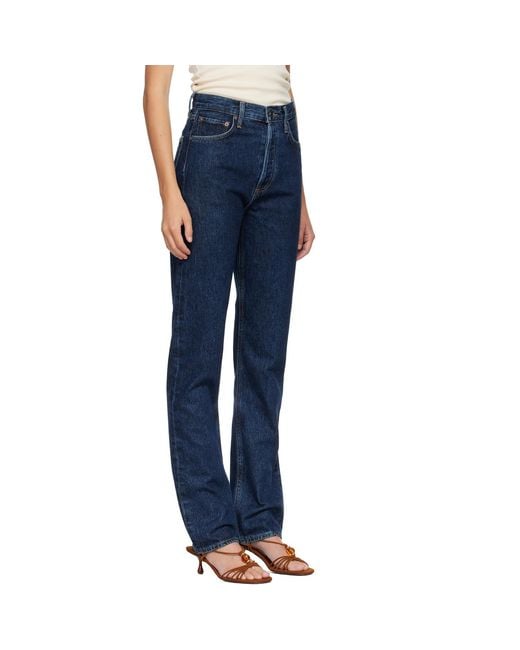 Agolde Blue Non-Stretch Straight-Leg Jeans