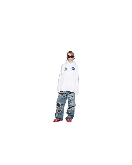 Balenciaga White Patch-Detail Logo-Print Hoodie for men