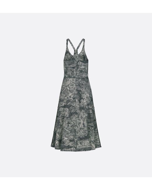 Dior Gray Iviera Mid-Length Belted Dress