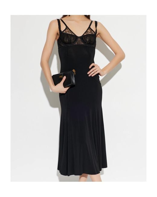 Dolce & Gabbana Black Lace Insert Strap Dress