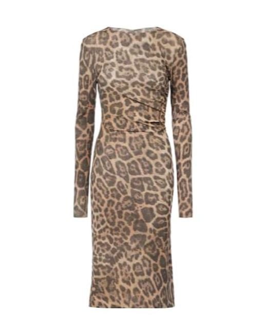 Stella McCartney Natural Leopard-Print Midi Dress