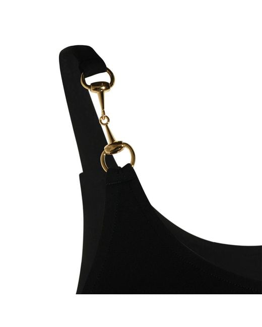 Gucci Black Viscose Crêpe Jersey Top With Horsebit, Ready-To-Wear