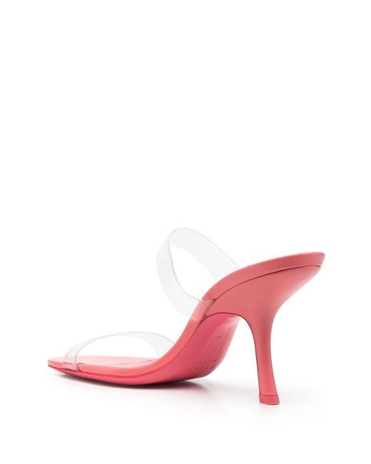 By Far Pink Clara Square Toe Heeled Mules