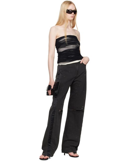 MM6 by Maison Martin Margiela Black Cut-Out Detailed Straight-Leg Jeans