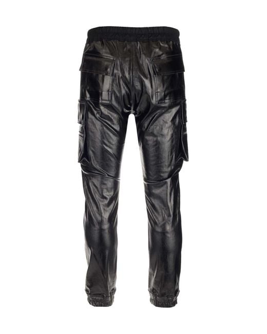 Rick Owens Black Elasticated Cargo Pants for men