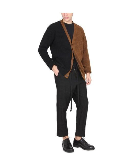 Uma Wang Black Drop Crotch Drawstring Trousers for men