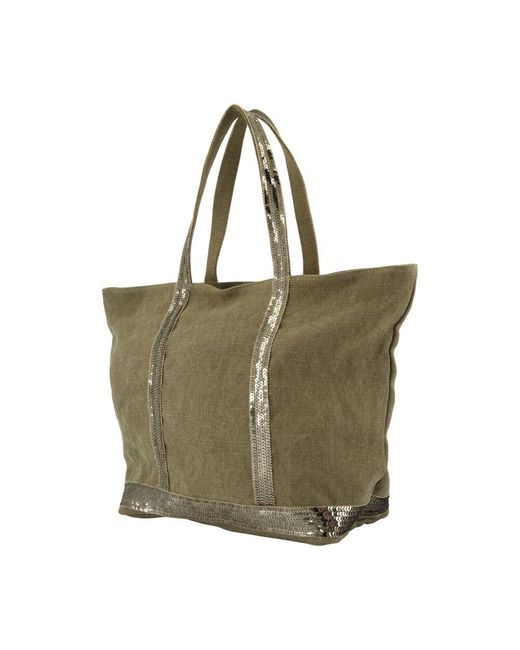 Vanessa Bruno Green Cabas M Sequin-Trimmed Tote Bag