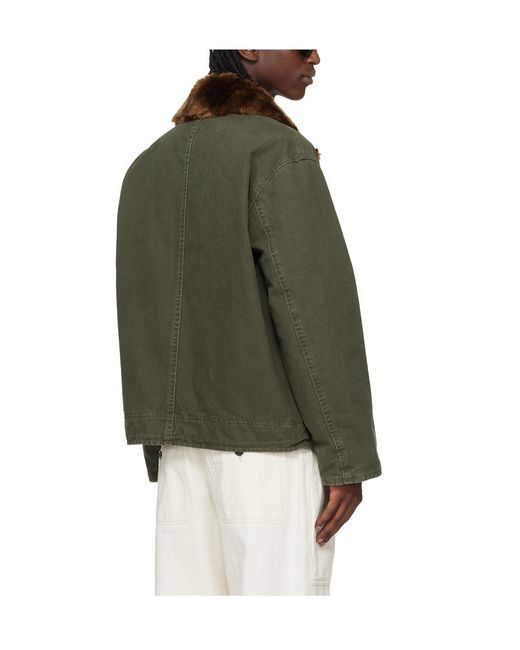 Isabel Marant Green Andy Fur-Collar Jacket for men