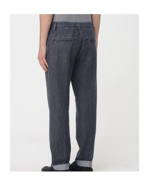 Dondup Blue Front-Pleat Trousers for men