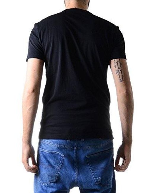 EA7 Black Round-Necked Logo T-Shirt for men