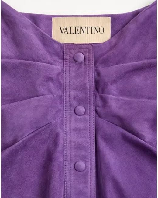 Valentino Purple Button Detailed Gathered Skirt