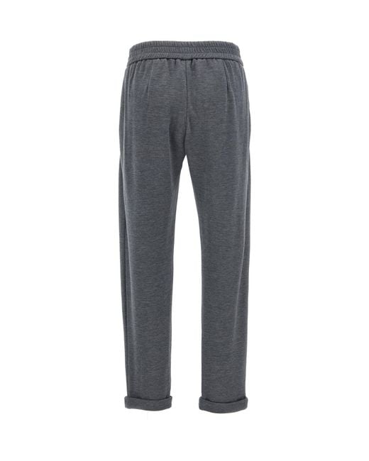 Brunello Cucinelli Gray Elastic Waistband Drawstring Joggers