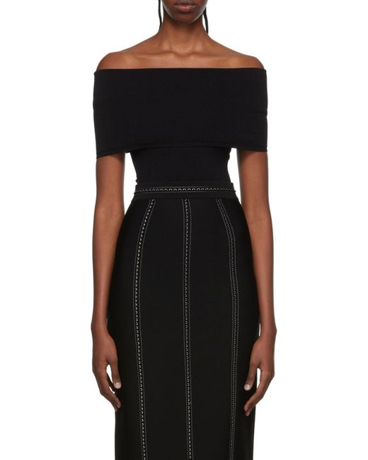 Alaïa Black Alaïa Off-Shoulder Stretch Bodysuit