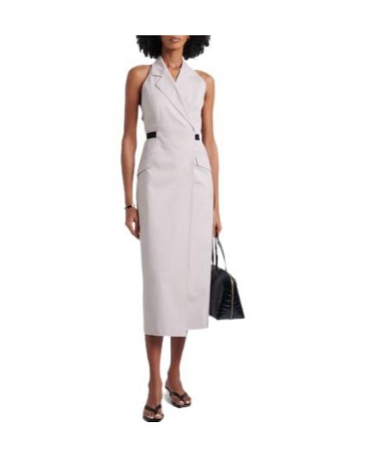 Max Mara Multicolor Wool Canvas Midi Dress