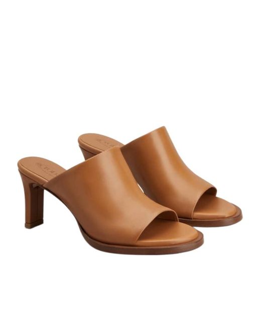 Tod's Brown Logo Debossed Slip-On Mules