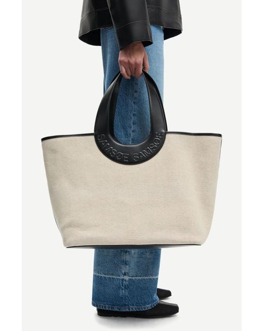 Samsøe & Samsøe Natural Saberta Logo-Embossed Canvas Tote Bag