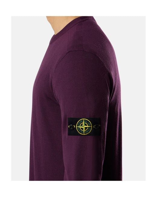 Stone Island Purple Logo Patch Knitted Sweater for men