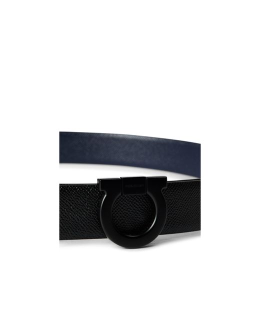 Ferragamo White Reversible Grained Leather Belt for men