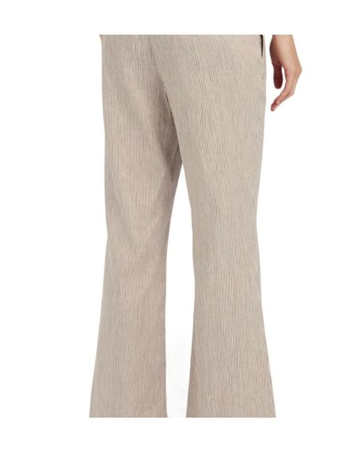 Vince Gray Ticking Striped Flared-Leg Linen And Cotton-Blend Trousers