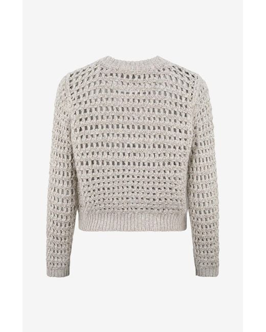 Brunello Cucinelli White Long-Sleeve Knit Top