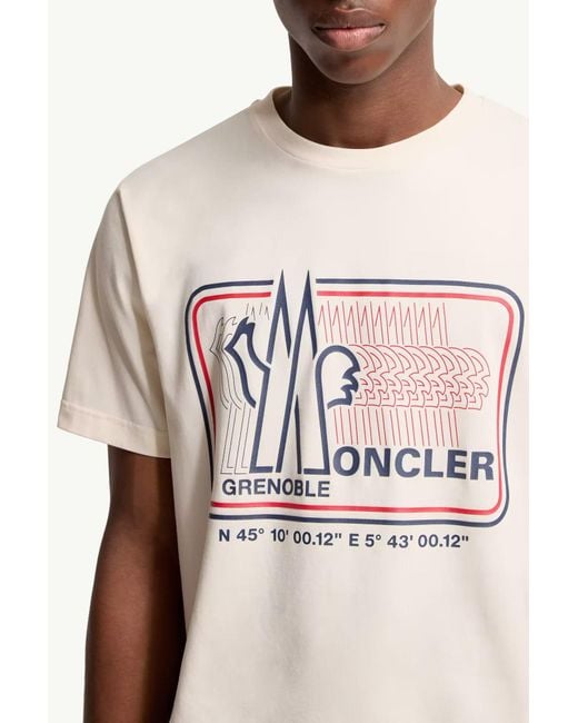 Moncler Natural Grenoble Logo Printed Crewneck T-Shirt for men