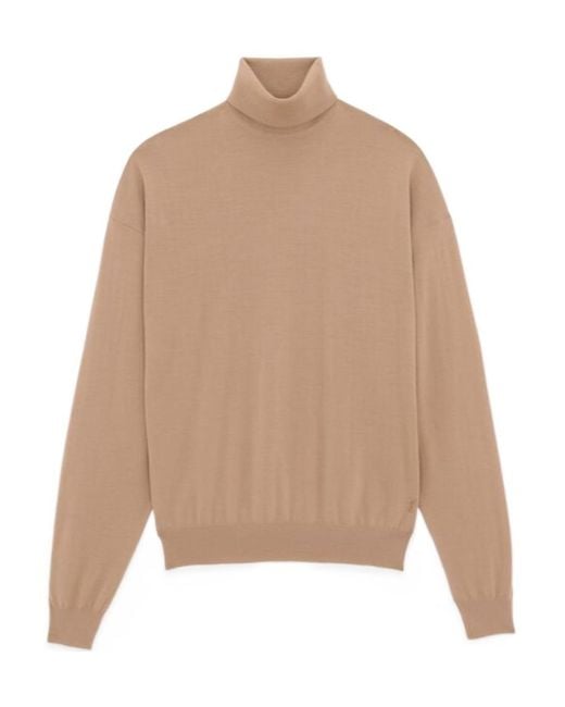 Saint Laurent Natural Turtleneck Knitted Jumper