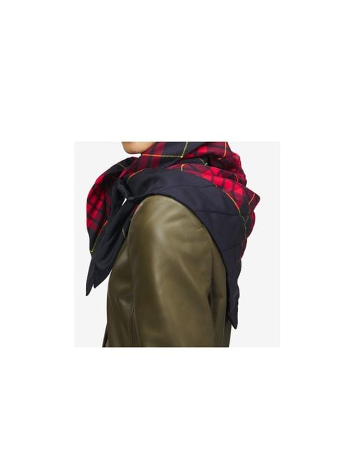 McQueen White Quilted Tartan Scarf