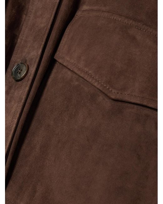 Arma Brown Oversized Paneled Suede Jacket