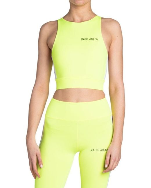 Palm Angels Yellow Side-Stripe Logo Tank Top