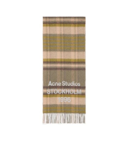 Acne Natural Check Logo Scarf for men