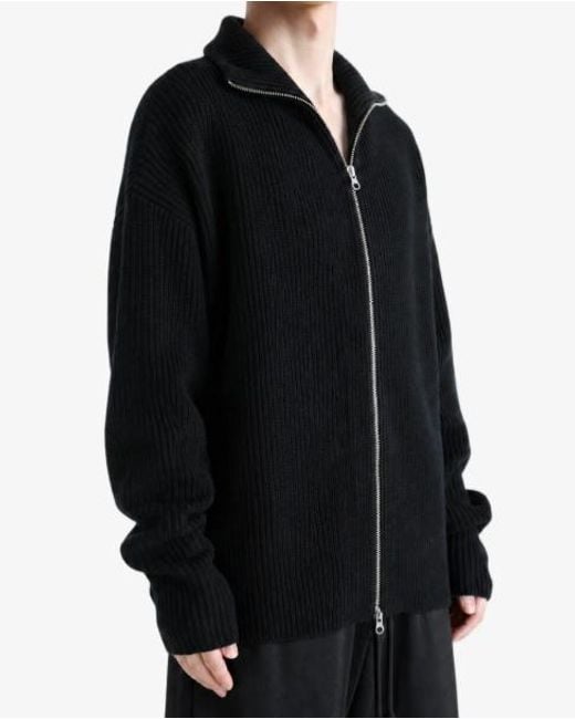 Extreme Cashmere Black Long-Sleeve Zip-Up Cardigan for men