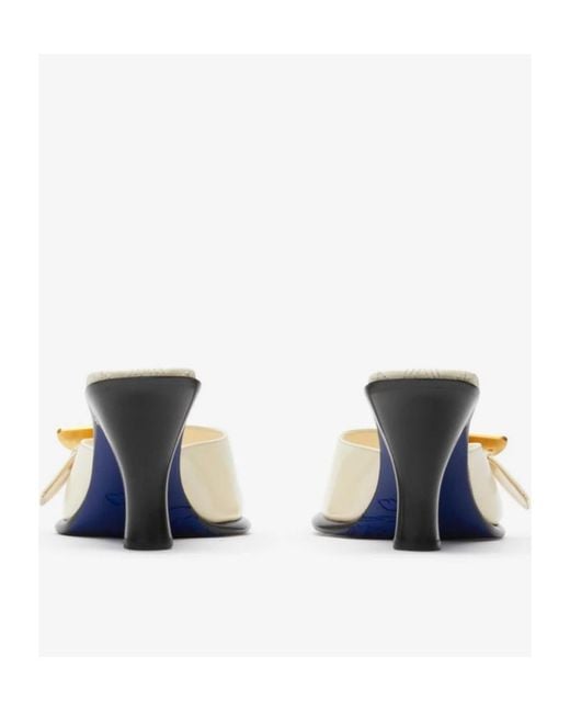 Burberry White Bay Leather Mules