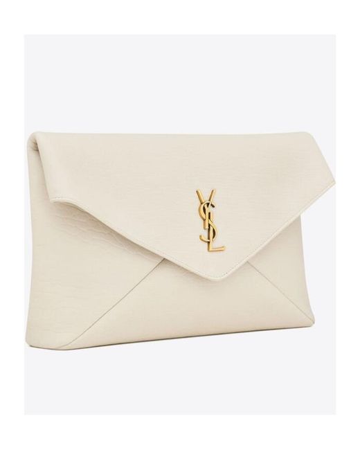 Saint Laurent Natural Cassandre Envelope Large Clutch Bag for men