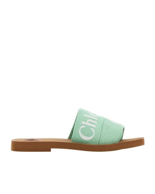 Chloé Green Chloé Woody Flat Sandals