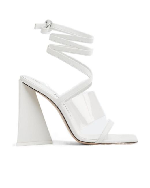The Attico White Isa Tie-Fastening Leather Sandals