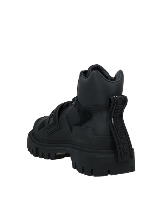 Dolce & Gabbana Black Solid Suede Platform Boots