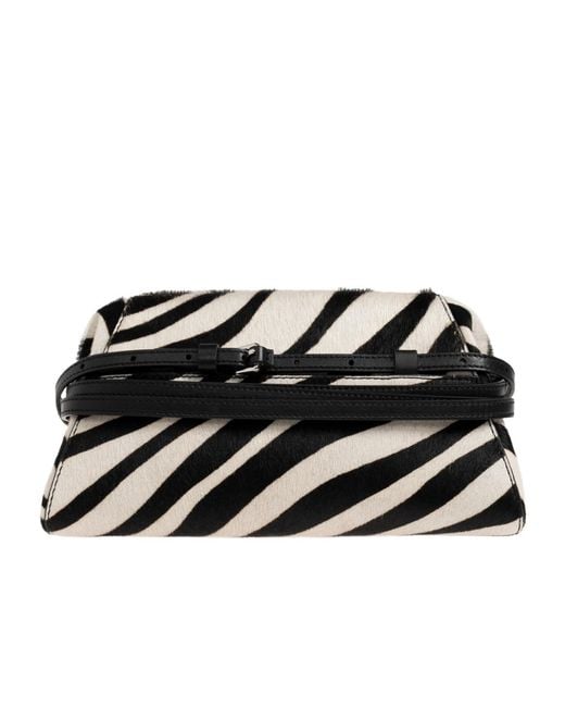 Moschino Black Zebra-Print Leather Clutch Bag