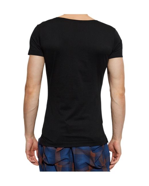 Vivienne Westwood Black Lollo Orb Logo T-Shirt for men