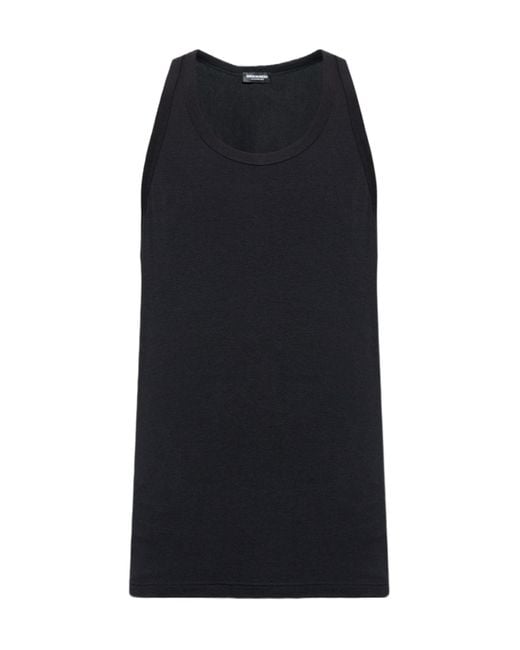 DSquared² Black Icon Logo-Print Tank for men