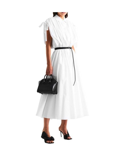 Givenchy White Long-Sleeve Midi Shirt Dres