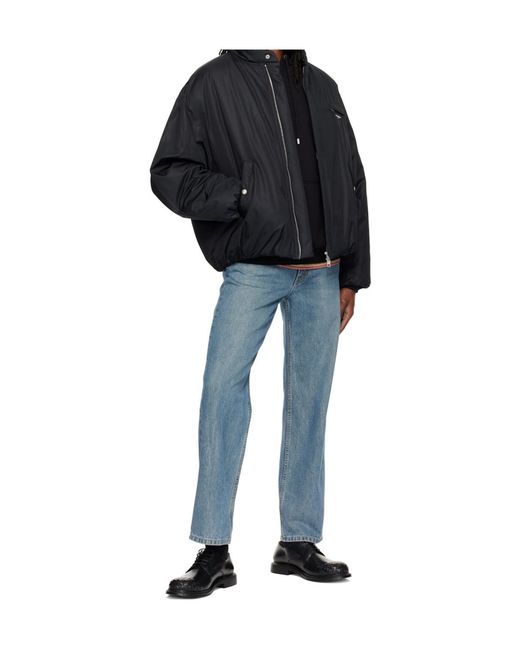 Wooyoungmi Black Logo-Print Zip-Up Bomber Jacket for men