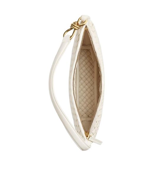 Bottega Veneta White Small Woven Shoulder Bag