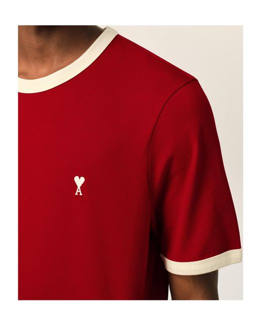 AMI Red Short-Sleeved T-Shirt for men