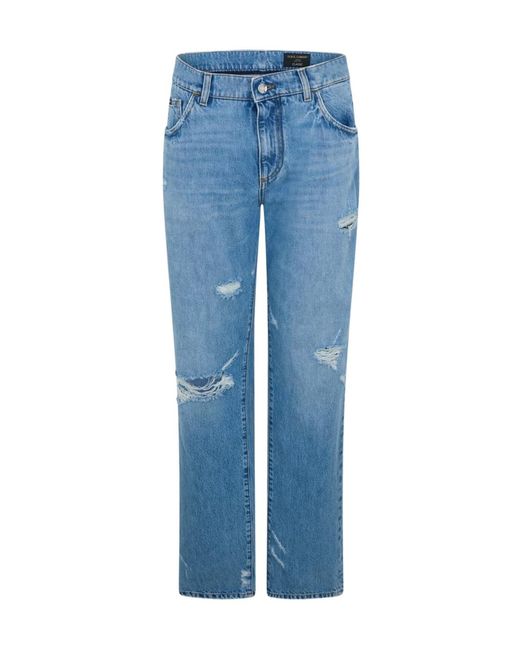 Dolce & Gabbana Blue Ripped Jeans for men